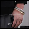 Designer di gioielli di lusso Gioielli hip hop Bracciali da uomo Bracciale tennis con diamanti Bracciale bling Catene ghiacciate Ciondoli hiphop Rapper Gold Sier Dro