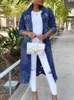 Kvinnors jackor Autumn Women Sexig rippad denim 2021 Vintage Casual Long Jean Jacket Winter Sleeve Coat Streetwear Plus Size Size
