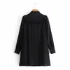 Moda stile francese festa da sera mini abito nero donna casual chic papillon volant abiti donna vestido de moda 210508