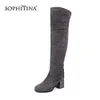 SOPHITINA Spezielle Design Stiefel Warm Halten Hohe Qualität Echtes Leder Quadratische Ferse Runde Kappe Schuhe frauen Stiefel PC218 210513