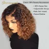 Pruiken Ombre Krullend Korte Bob Pruik Braziliaans Krullend Pruiken van echt haar 13x1 T-deel Diep krullend Bob Kanten pruiken voor vrouwen Menselijk haardichtheid 180