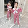 Girls Clothes Sweatshirt + Pants Clothing For Patchwork Tracksuit Letter Children's Tracksuits 6 8 10 12 14 210528