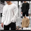 Suéteres Ropa para hombre Entrega directa 2021 Moda para hombre Otoño Invierno Manga larga Cuello redondo Colores sólidos Suéter de punto Suéter suelto para