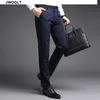 Men's Spring Autumn Fashion Business Casual Long Pants Casual Black Suit Pants Male Elastic Straight Slim Fit Formal Trousers 210412