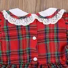 1-6Y Noël Toddler Bébé Enfant Filles Robe À Carreaux Dentelle Arc Tutu Fête es Pour Noël Année Rouge 210515