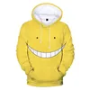 Felpe con cappuccio da uomo Felpe con cappuccio Kawaii Assassination Classroom Koro Sensei Felpa con cappuccio 3D Ragazzo / Ragazza Pullover carino Anime Bambini Bambini