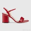 2021 moda hebilla de metal cuero tacón bajo sandalia diseñador lujos mujer tamaño 35-42