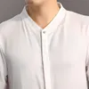 夏の唐スーツの伝統的なビンテージスタイルの男性トップス半袖オリエンタルコスチュームブルーグレーの白人ホワイト因果関係アジアの民族服