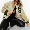 Spring And Autumn Vibe Style Baseball Uniform Bomber Jacket For Women Fashion Retro Clothes Streetwear Oversized Coat 220124