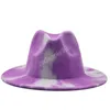 Färgglada Wide Brim Church Derby Top Hat Panama Felt Fedoras hatt för män Kvinnor Ull British Style Jazz Cap 56-58cm