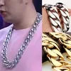 Big Heavy 31MM de large brillant Cuba collier hommes Hip Hop bijoux en acier inoxydable poli à la main Bracelet de coulée Hip Hop marée bijoux fête Punk cadeaux pour hommes