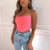 Ärmlös Off Shoulder Velvet Fashion Sexy Corset Crop Tops Vest Kvinna Underkläder Baklösa Bustier Top Solid 210607