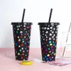 24OZ Color Change Tumblers Plastic Drinking Juice Cup With Lip And Straw Magic Coffee Mug colors changing pp cup