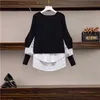 Fashion Spring Elegant knit Sweater Patchwork Blouse Women Long Sleeve Casual Loose pullover Top 210519