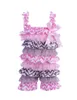 Kleurrijke mooie rompertjes voor baby meisjes roze ruche kant romper peuter baby jumpsuit verjaardag po prop kostuum jumpsuits