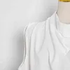 Kadınlar için Twowinsyle Beyaz Rahat Gömlek Urtleneck Kolsuz Büyük Boy Minimalist Gömlek Kadın Moda Stil 210524