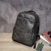 Moda Gri Deri Laptop Sırt Çantası Erkekler Için USB Seyahat Iş Geri Çanta Öğrenci Okul Deri Bookbag Su Geçirmez Çanta Erkek