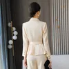 Temperament women's pants suits slim high-quality double-breasted ladies blazer Elegant trousers office suit 210527