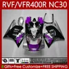 Purple Blk Fairings Kit For HONDA VFR400 R RVF400R NC30 V4 1989 1990 1991 1992 1993 79No.100 RVF VFR 400 RVF400 R 400RR VFR 400R VFR400RR 89-93 VFR400R 89 90 91 92 93 Body