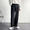 Män kostym byxor solid full baggy casual wide ben byxor för män khaki svart vit japansk stil streetwear oversize byxor man 220311