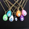 5PCS, Enamel Crystal Turkish Eye Pendant Gold Color Chain Necklace Women 2021 Collares Jewelry Gift Female