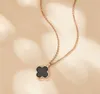 Clover Necklace Women's 925 Silver Rose Gold Black Agate Pendant Net Red Temperament Accessories Clavicle Chain Korea