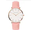 36MM Simple Womens Watches Accurate Quartz Ladies Watch Comfortable Leather Strap or Nylon Band Students Wristwatches Casual Style236d