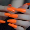 Fałszywe paznokcie nagi pomarańczowy naturalny lśniący trumna paznokcie długie półprzezroczyste salon fałszywy pełna okładka sztuczna baletnica Prud22