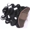 Brasiliano Body Wave Base di seta Chiusura frontale in pizzo Capelli umani vergini Pre-pizzicati 13x4 Orecchio a orecchio Nodo nascosto Chiusura frontale in pizzo343L