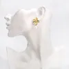 Stud Women Metal Flower Colkings Korean Floral Pearl Vintage Fresh Water Ear Biżuteria