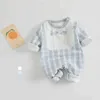 Född babykläder Spädbarnsjacka för flickor jumpsuit för pojkar mjuk rutig romper babykläder 0-18 månad 210412