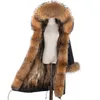 Kvinnor Vinterrockar och Jackor Lång Vattentät Parka borttagbar Raccoon Fur Hood och Real Fur Liner Fashion Warm 211123