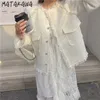 MATAKAWA Koreanische Weiße Spitze Grenze Jacke Weibliche Frühling Mantel Frauen Temperament Oansatz Frau Jacke Lange-ärmeln Top 210513