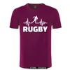 Heartbeat of Rugbying Koszulki Mężczyźni Letnia Moda Krótki Rękaw T Shirt Bawełniane Zabawne Drukowane Topy Sportowe Męskie Tee 210629