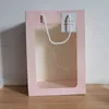 Flower Gift Wrap Bag Transparent Window Handheld Present Bags Wedding Birthday Party Favor Package