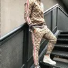 남자 tracksuits 드롭 운동복 trackpants 정장 tracksuit 스트라이프 패치 워크 조깅 다채로운 격자 무늬 지퍼 스포츠웨어 후드