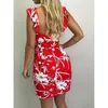 Damska Letnia Bez Rękawów Druku Pakiet Hip Dress Floral Print Casual Dresses Summer Elegent Dress New