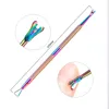 1pc Nail Cuticle Pusher Rainbow Double End Tips Art Tool UV Gel Polish Dood Skin Callus Remover Manicure Cutter Lepel Salon Nagels Trimmer voor Pedicure