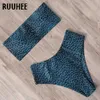 RUUHEE Bandeau Bikini Swimwear Women Swimsuit High Waist Set Bathing Suit Push Up Maillot De Bain Female Beachwear 210621