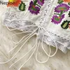 Boho Boho Brodery Flower Women Tanks Camis SleevelSS Tricot Fashion Summer Vest Short Slim Chic Lady Tops 1C384 210616