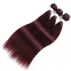 Düz Paketler Brezilya İnsan Saçları Kadınlar İçin 3/4 PCS Remy Burgundy Saç Dokuma Renkli 99J Kırmızı