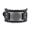 Charm armband viking vegvisir kompass armbanden nordiska runor odin symbol wrap äkta läder män smycken tillbehör raym22