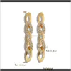 Jewelry Delivery 2021 Fashion Luxury Designer Diamond Zircon Braided Metal Long Drop Chandelier Dangle Stud Earrings For Woman Girls555 7Dgnj