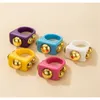 10PCS Elegance 2021 Punk Resin Rings For Women Square Acrylic Golden Bead Ring Female Party Aesthetic Jewelry