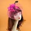 Headpieces Birder Hat Akcesoria Do Włosów Retro Krótkie Pióro Kwiat Biżuteria Solidna Kolor Veil Clip Mesh Heatwear