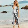 Bikini Cover-ups Boho V-neck Summer Beach Dress Tunic Women Plus Size Sexy Wear Swim Suit Cover Up Q1165 210420