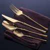 4Pcs/Set Stainless Steel Tableware Gold Dinnerware Cutlery Set Knife Spoon and Fork Set Korean Food Cutlery Kitchen Accessories LX4244