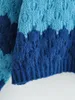 2021 Ropa de lujo para mujer Suéter diseñador Suéteres Jersey Casual Punto Contraste Color Hollow Out Crew Cuello Sudaderas con capucha