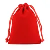 Velvet Pouches Jewelry Bag Drawstring Bags for Jewellery Gift Cosmetics Packaging Black Red white blue 5x7 7x9cm 8x10 10x15 10x20