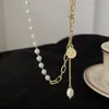 Colliers avec pendentif en perles plaquées or véritable, bijoux de luxe pour filles et femmes